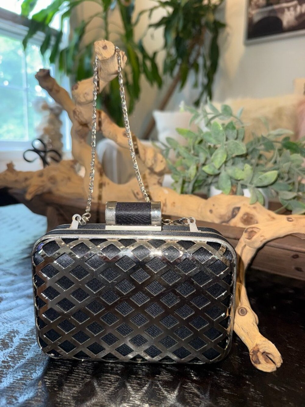 Small Vintage Metal Lattice Clutch